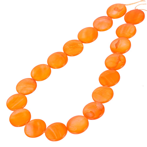 1 Muschelstrang, Muscheln Strang, Perlmutt, orange, Schmuck DIY